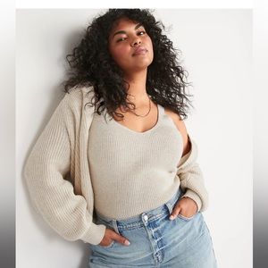 Knit flax linen v neck tank top